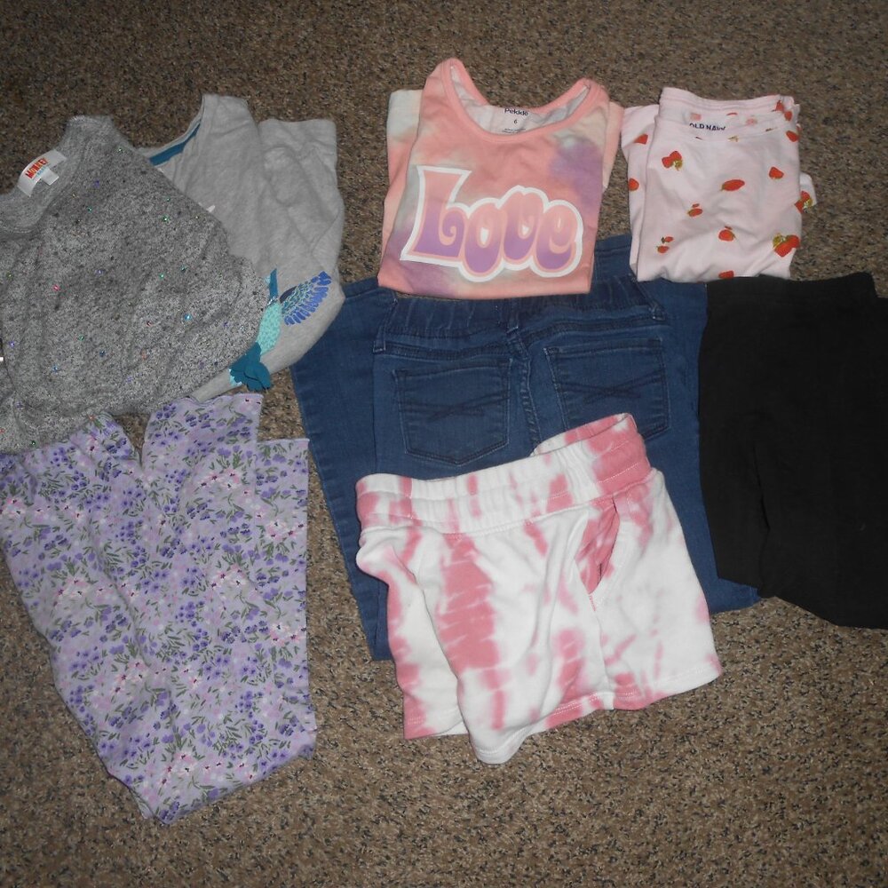 GIRLS SZ 5/6  NAME BRAND BUNDLE TOPS PANTS OLD NAVY BABY GAP MONSTER HIGH JEANS